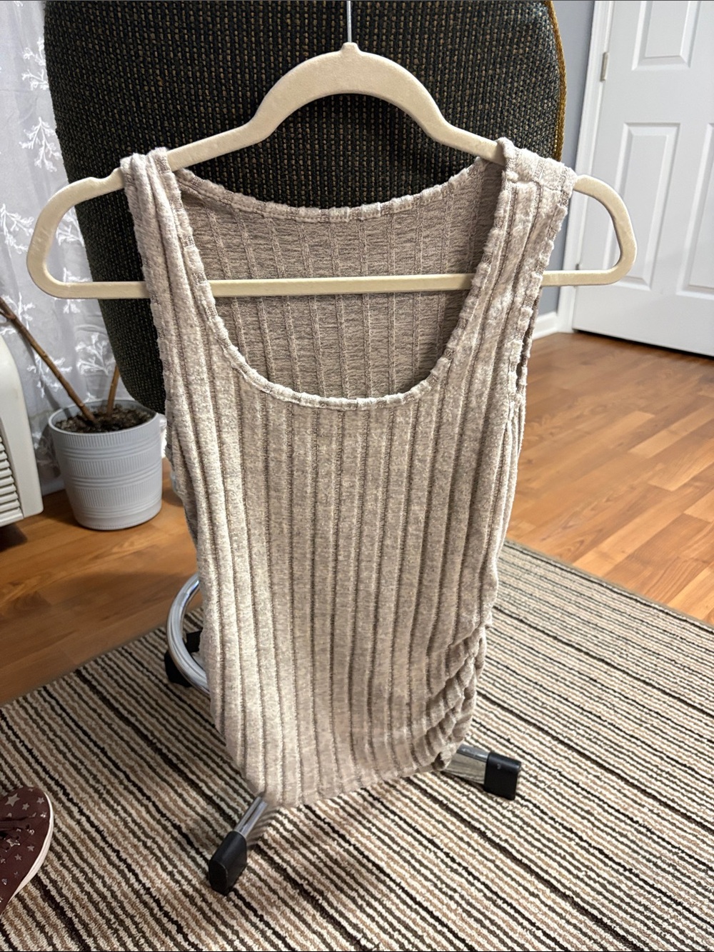 Source Unknown Ribbed Tank Top in Beige